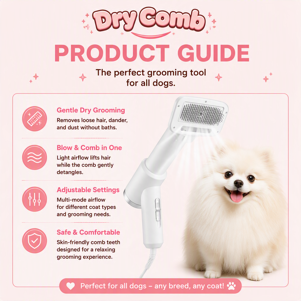 DYNACY Dry Comb product details for grooming dogs and cats